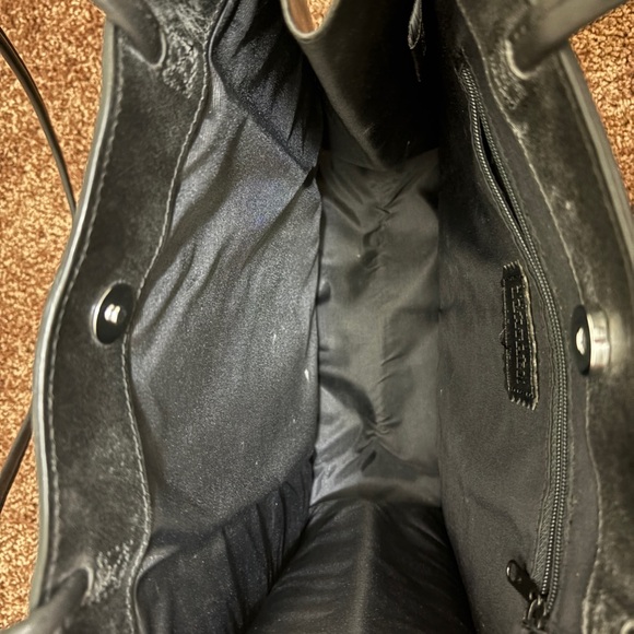 Red & Black (real LEATHER/FUR) Mini Tote Bag - Picture 7 of 9